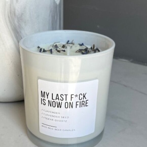 My Last F*ck is Now on Fire Vanilla Scented Candle with Lavender and Crystals - Picture 3 of 4